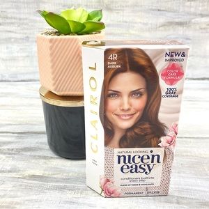 NWT Clairol Nice ‘n Easy 4R Dark Auburn Permanent Hair Color Gray Coverage Box
